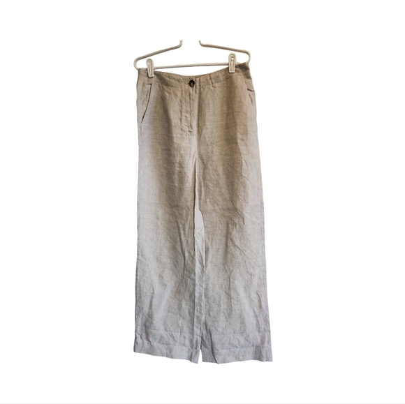 BODEN Eldon 100% Linen Wide Leg Trousers In Squirrel Grey Size 6 - Picture 2 of 9